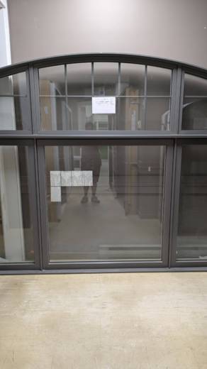 FENETRE BATTANT CHARBON HYB + DEMI CERCLE + CARRELAGE  106 X 82 X 9 1/4
