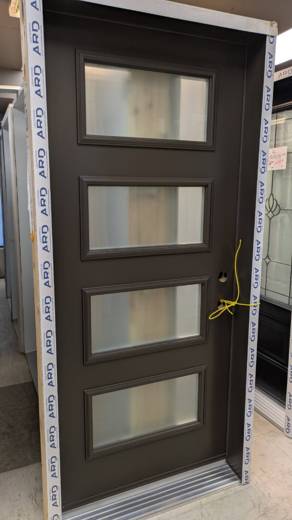 PORTE GAUCHE BRUN COMM, 38 1/8 X 82 3/4 X 7 1/4 + 4 verres givré