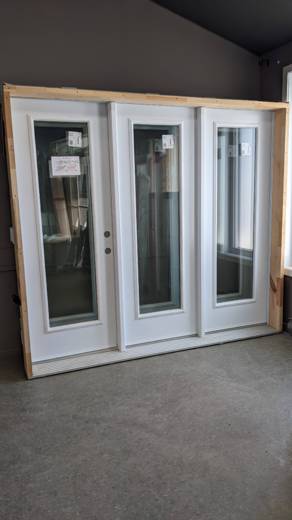 PORTE TRIPLE GAUCHE OU DROITE BLANC + VERRE 1365 93 3/4 X 82 3/4 X 9 1/4