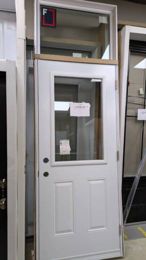 PORTE GAUCHE BLANC + IMPOSTE (OUV. EXT.)  36 1/8 X 108 3/4 X 9 1/4