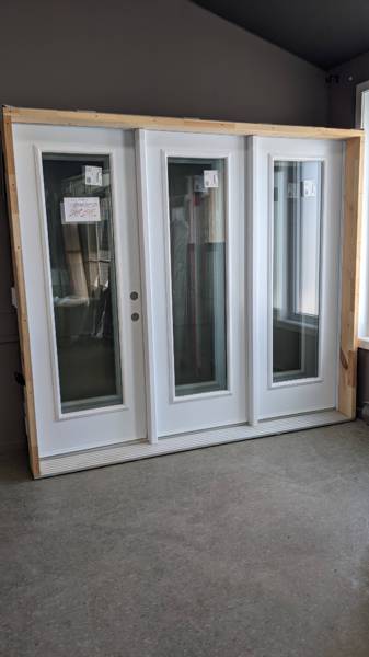 PORTE TRIPLE GAUCHE OU DROITE BLANC + VERRE 1365 93 3/4 X 82 3/4 X 9 1/4